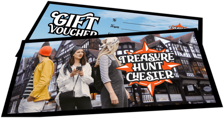 A photo of a physical gift voucher for Treasure Hunt Chester.