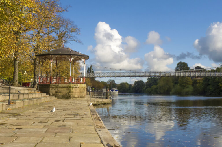 The splendid River Dee and the Groves with its quaint bandstand